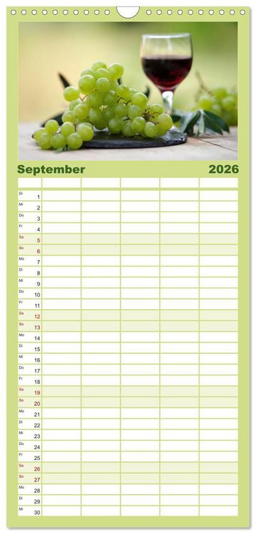 Produktbild: Familienplaner 2026 - Nat&uuml;rlich Vegan - frische gesunde K&ouml;stlichkeiten mit 5 Spalten (Wandkalender, 21 x 45 cm) CALVENDO