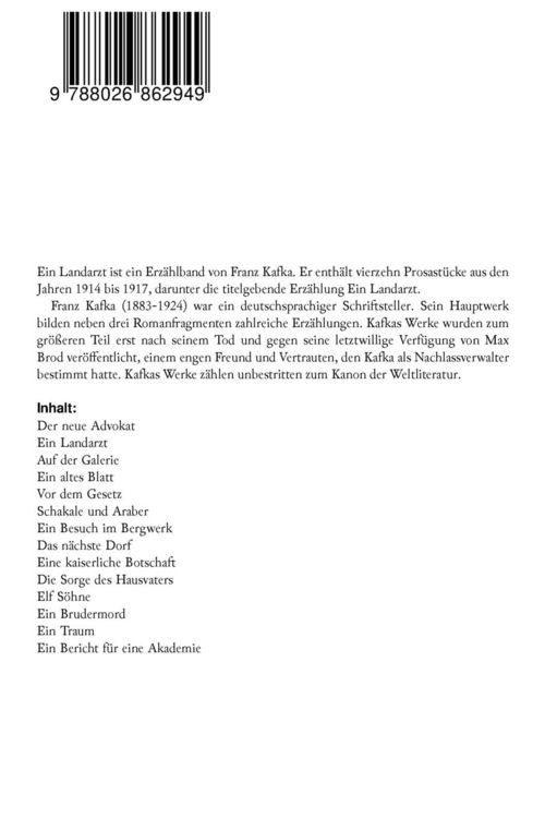 Produktbild: Ein Landarzt - Kleine Erz&auml;hlungen
