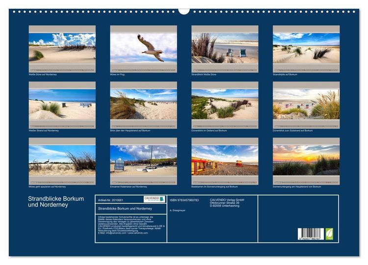 Produktbild: Strandblicke Borkum und Norderney (Wandkalender 2026 DIN A2 quer), CALVENDO Monatskalender