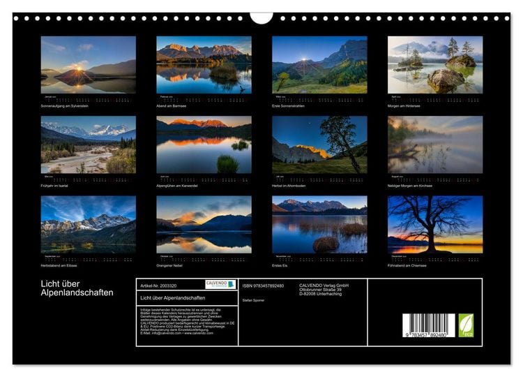 Produktbild: Licht &uuml;ber Alpenlandschaften (Wandkalender 2026 DIN A3 quer), CALVENDO Monatskalender