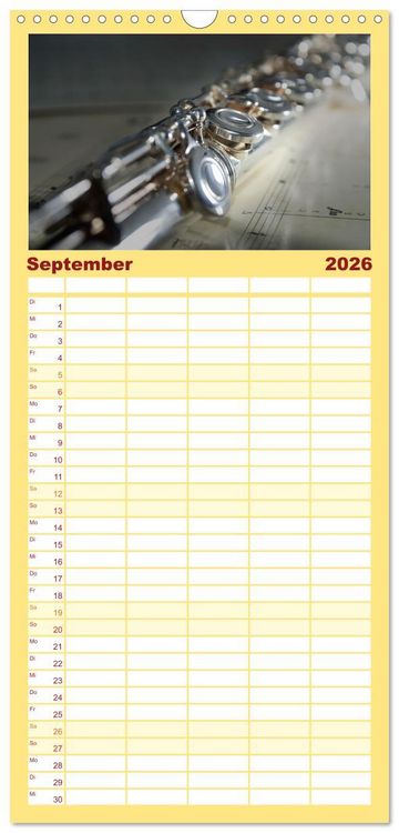 Produktbild: Familienplaner 2026 - Die Querfl&ouml;te, ein herrliches Instrument mit 5 Spalten (Wandkalender, 21 x 45 cm) CALVENDO