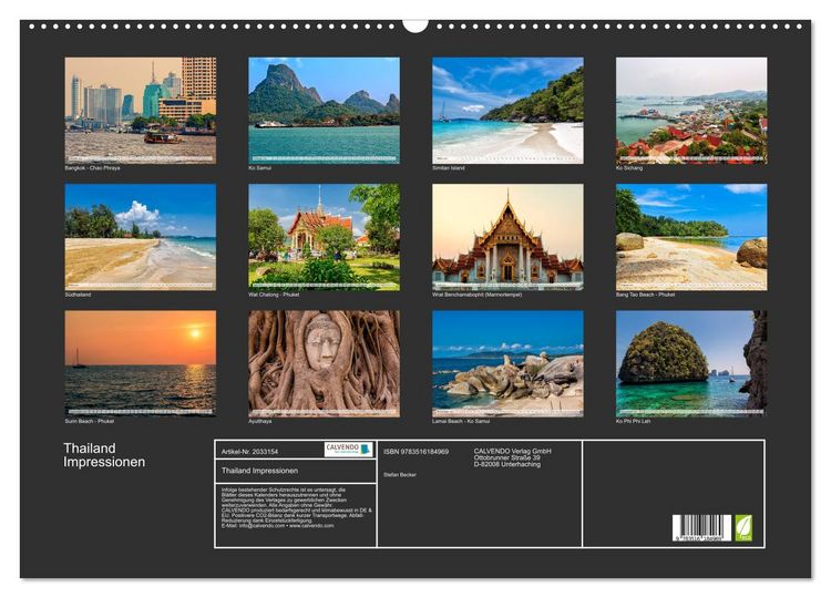 Produktbild: Thailand Impressionen (Wandkalender 2026 DIN A2 quer), CALVENDO Monatskalender