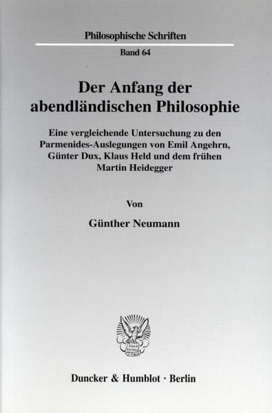 Produktbild: Der Anfang der abendl&auml;ndischen Philosophie.