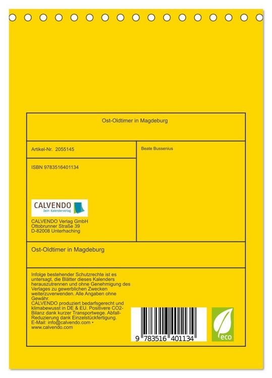 Produktbild: Ost-Oldtimer in Magdeburg (Tischkalender 2026 DIN A5 hoch), CALVENDO Monatskalender