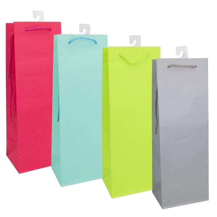 Produktbild: Idena Flaschentasche uni blau gelb rot gr&uuml;n 12x35x9cm 4fach sortiert 128g/m&sup2;