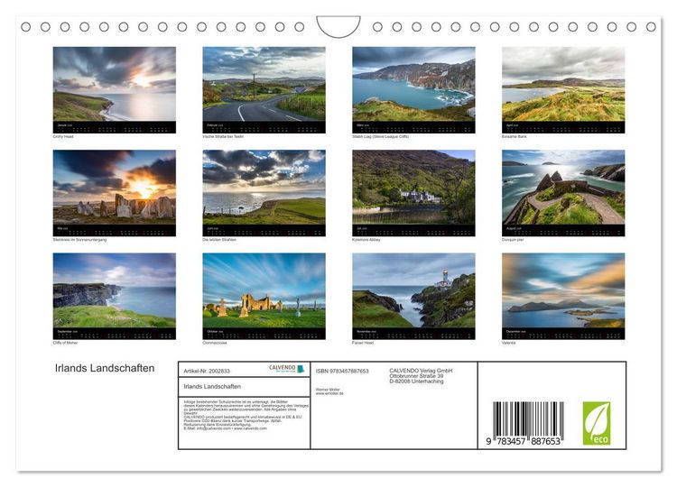Produktbild: Irlands Landschaften (Wandkalender 2026 DIN A4 quer), CALVENDO Monatskalender