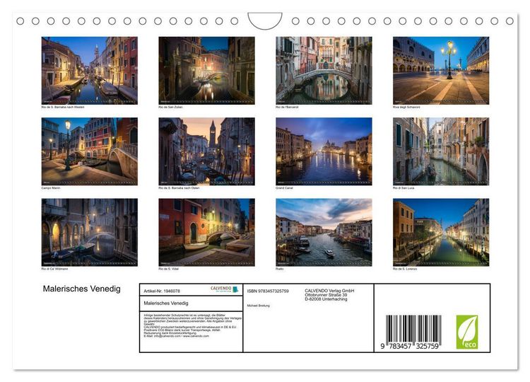 Produktbild: Malerisches Venedig (Wandkalender 2026 DIN A4 quer), CALVENDO Monatskalender
