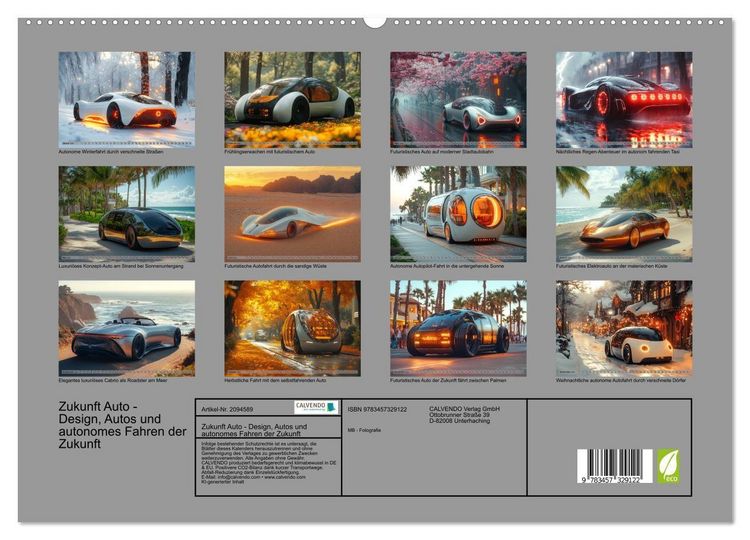 Produktbild: Zukunft Auto - Design, Autos und autonomes Fahren der Zukunft (hochwertiger Premium Wandkalender 2026 DIN A2 quer), Kunstdruck in Hochglanz
