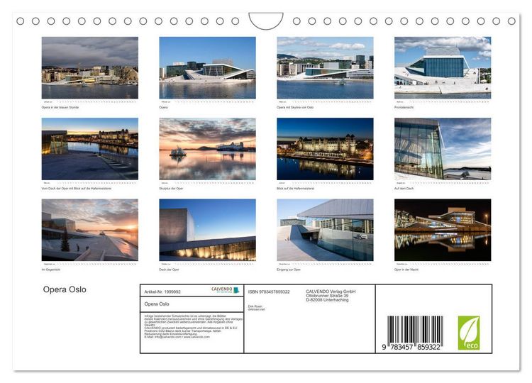 Produktbild: Opera Oslo (Wandkalender 2026 DIN A4 quer), CALVENDO Monatskalender