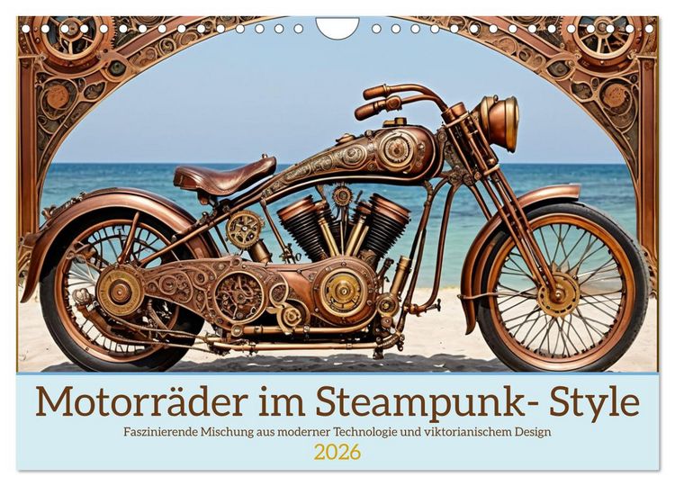 Produktbild: Motorr&auml;der im Steampunk-Style (Wandkalender 2026 DIN A4 quer), CALVENDO Monatskalender