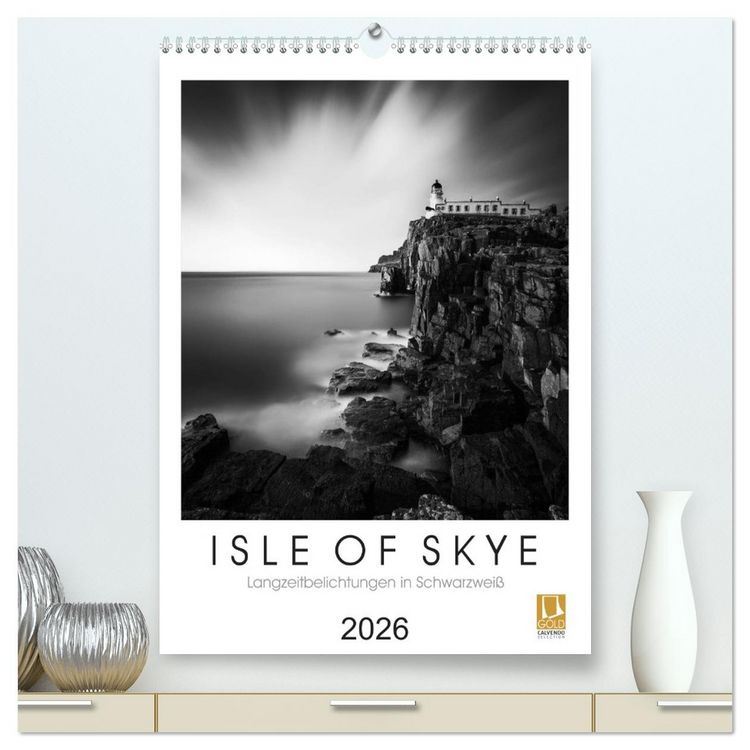 Produktbild: Isle of Skye - Langzeitbelichtungen in Schwarzwei&szlig; (hochwertiger Premium Wandkalender 2026 DIN A2 hoch), Kunstdruck in Hochglanz