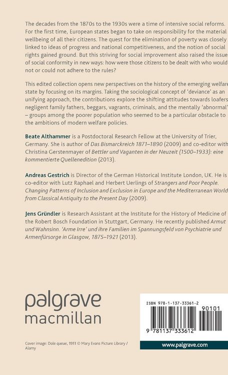 Produktbild: The Welfare State and the 'Deviant Poor' in Europe, 1870-1933