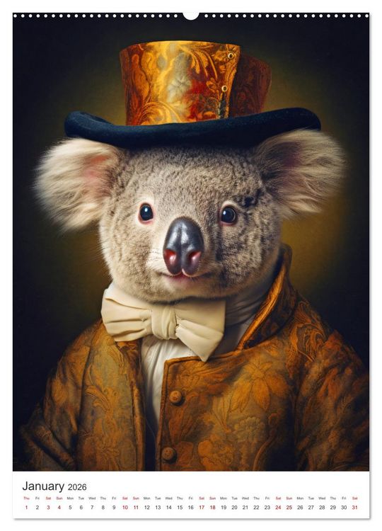 Produktbild: Animal Art - A collection of Renaissance paintings with animal motifs (High Quality Premium Wall Calendar 2026 DIN A2 portrait),CALVENDO 12 Month Wall Calendar