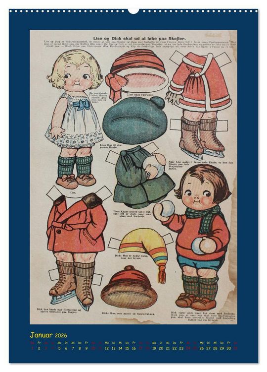 Produktbild: Dukke Lise Kalender - Anziehpuppen aus Papier (hochwertiger Premium Wandkalender 2026 DIN A2 hoch), Kunstdruck in Hochglanz