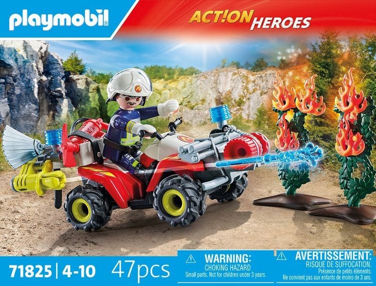 Produktbild: PLAYMOBIL 71825 Feuerwehr Quad l&ouml;scht Heckenbrand