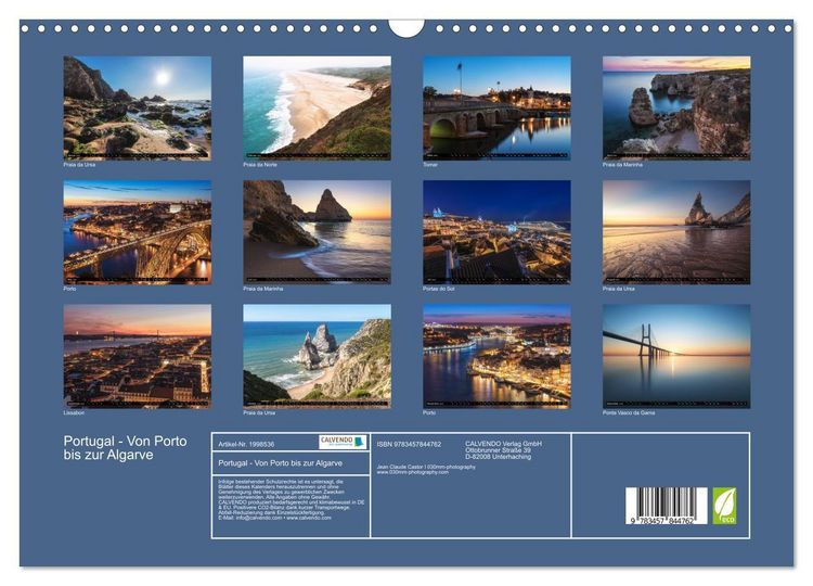 Produktbild: Portugal - Von Porto bis zur Algarve (Wandkalender 2026 DIN A3 quer), CALVENDO Monatskalender