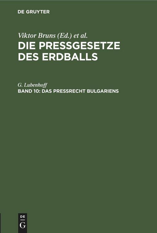 Produktbild: Das Pre&szlig;recht Bulgariens