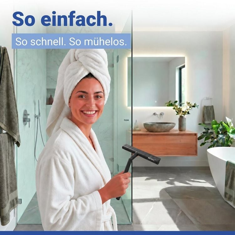 Produktbild: Duschabzieher Mod. Mola Schwarz, aus Edelstahl, ummantelt mit Silikon