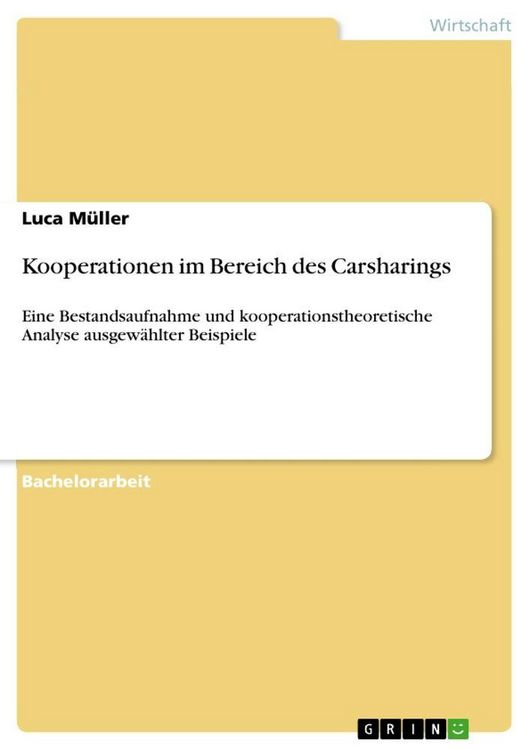 Produktbild: Kooperationen im Bereich des Carsharings