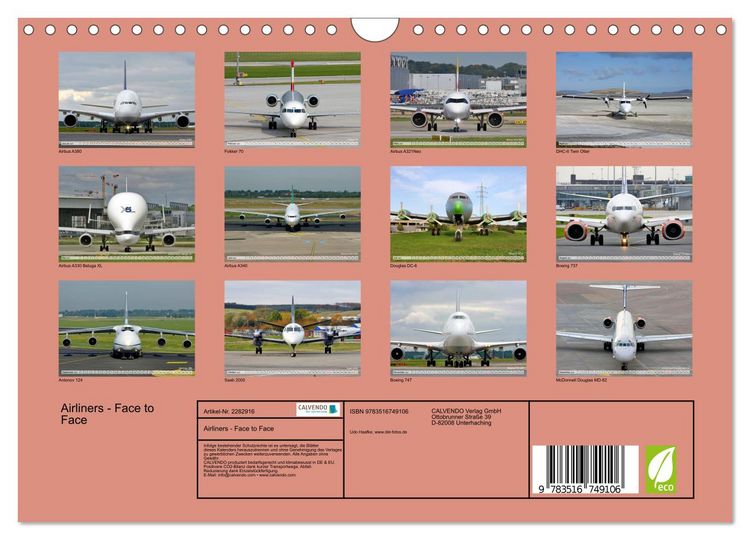 Produktbild: Airliners - Face to Face (Wandkalender 2027 DIN A4 quer), CALVENDO Monatskalender