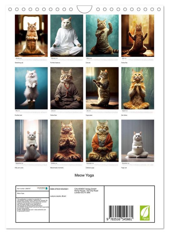 Produktbild: Meow Yoga (Wall Calendar 2026 DIN A4 portrait), CALVENDO 12 Month Wall Calendar