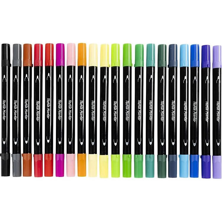 Produktbild: Creativ Company Textil-Marker, Standard-Farben, Strichst&auml;rke 2,3+3,6 mm, 20er Set
