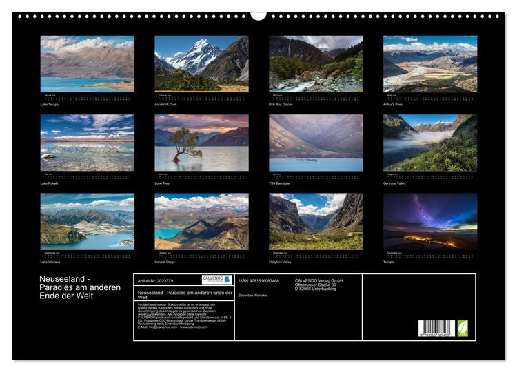 Produktbild: Neuseeland - Paradies am anderen Ende der Welt (Wandkalender 2026 DIN A2 quer), CALVENDO Monatskalender