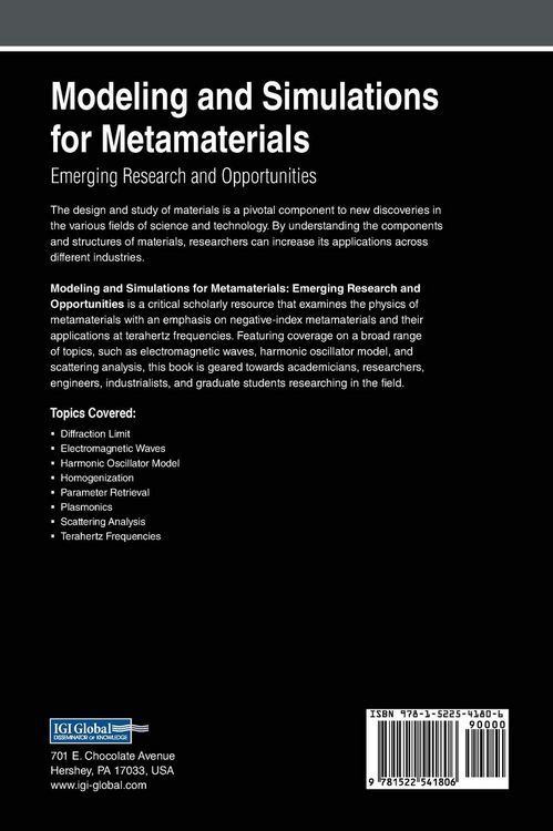 Produktbild: Modeling and Simulations for Metamaterials
