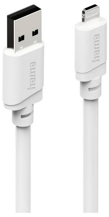 Produktbild: Hama USB-Ladekabel USB 2.0 Apple Lightning Stecker, USB-A Stecker 1m Wei&szlig; 00201800