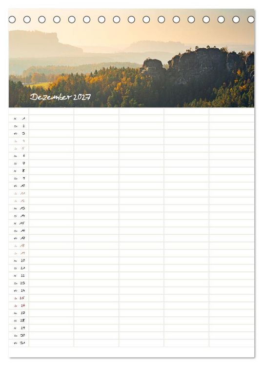 Produktbild: Familienkalender - S&auml;chsische und B&ouml;hmische Schweiz (Tischkalender 2027 DIN A5 hoch), CALVENDO Monatskalender