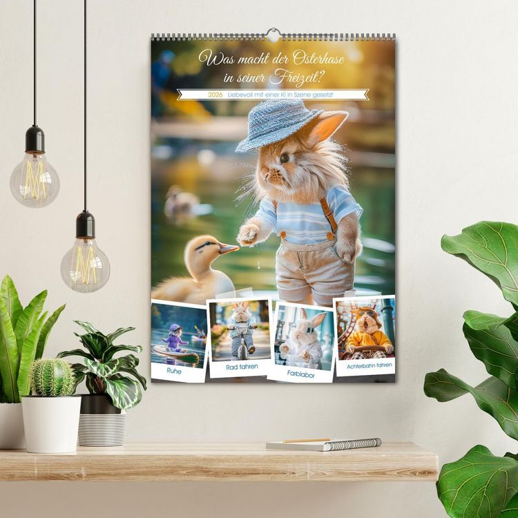 Produktbild: Was macht der Osterhase in seiner Freizeit (Wandkalender 2026 DIN A2 hoch), CALVENDO Monatskalender