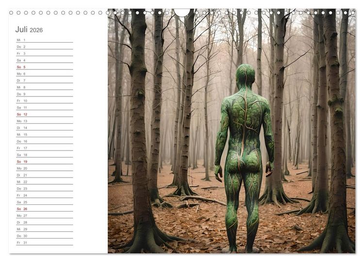 Produktbild: Tarnung und Illusion KI-Kunstvolle Verschmelzung von K&ouml;rper und Umgebung (Wandkalender 2026 DIN A3 quer), CALVENDO Monatskalender