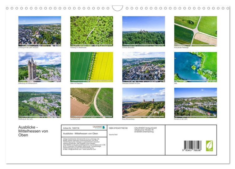 Produktbild: Ausblicke - Mittelhessen von Oben (Wandkalender 2026 DIN A3 quer), CALVENDO Monatskalender
