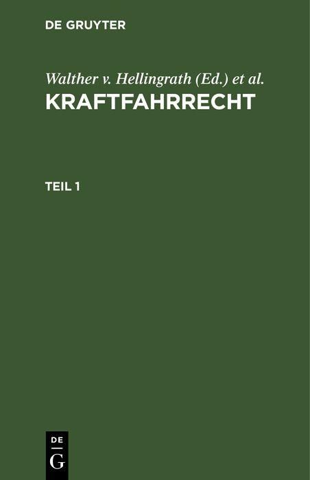 Produktbild: Kraftfahrrecht. Teil 1