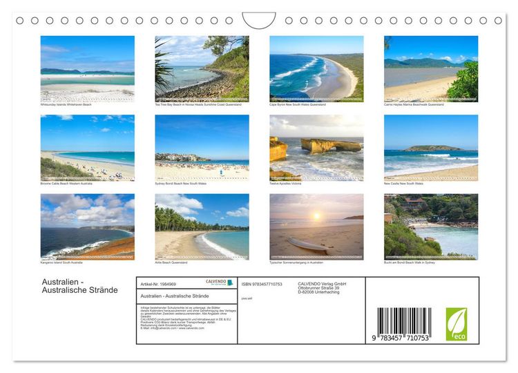 Produktbild: Australien - Australische Str&auml;nde (Wandkalender 2026 DIN A4 quer), CALVENDO Monatskalender