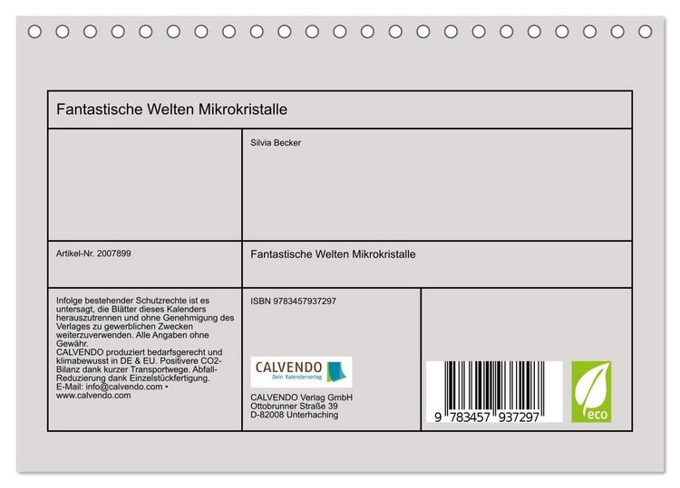 Produktbild: Fantastische Welten Mikrokristalle (Tischkalender 2026 DIN A5 quer), CALVENDO Monatskalender