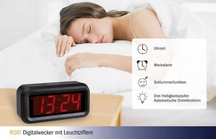 Produktbild: TFA Dostmann 60.2024.10 Quarz Wecker Anthrazit Alarmzeiten 1