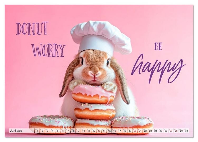 Produktbild: KANINCHEN Mit Humor durchs Jahr (Tischkalender 2026 DIN A5 quer), CALVENDO Monatskalender