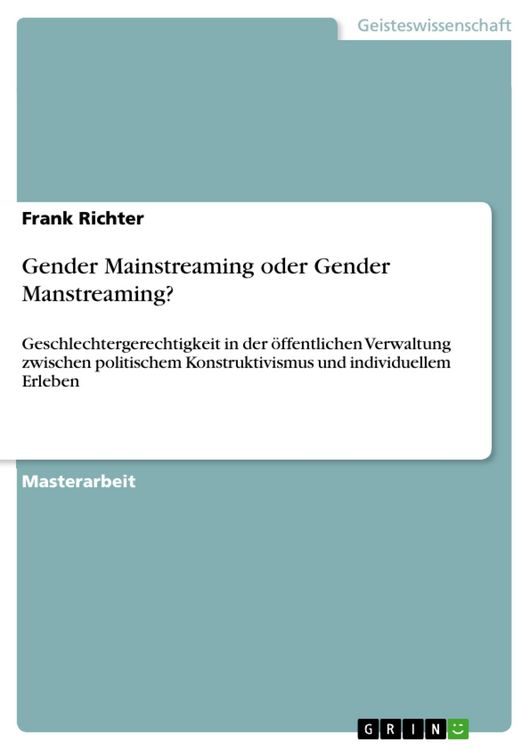 Produktbild: Gender Mainstreaming oder Gender Manstreaming?