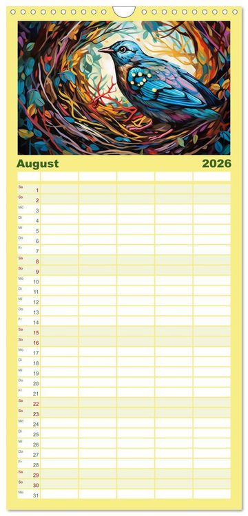Produktbild: Familienplaner 2026 - Flieg und trag die Farben ins Licht mit 5 Spalten (Wandkalender, 21 x 45 cm) CALVENDO