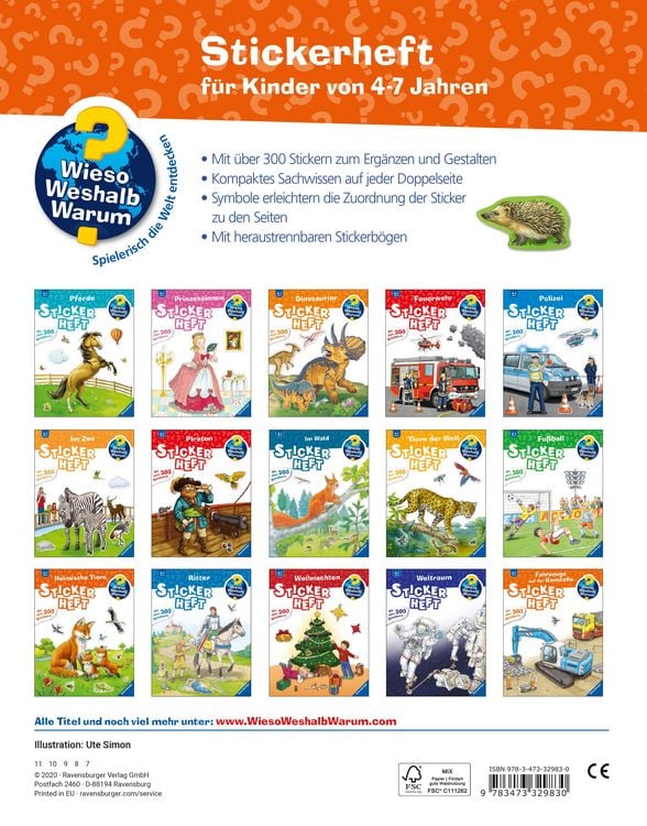 Produktbild: Wieso? Weshalb? Warum? Stickerheft - Heimische Tiere