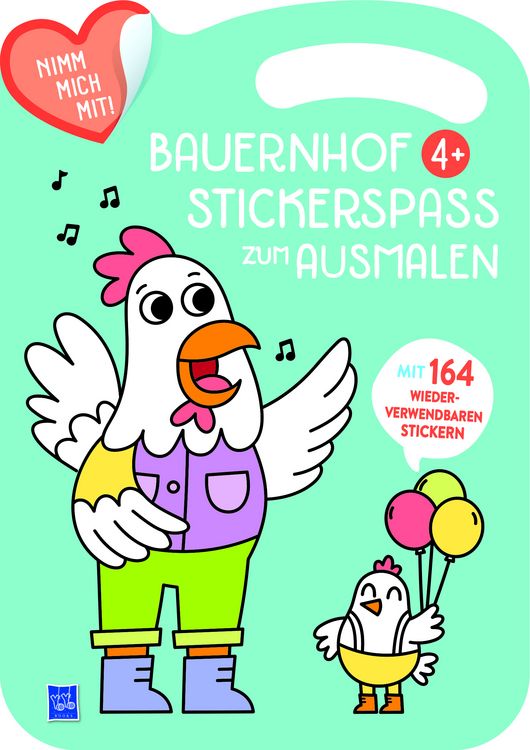 Produktbild: Bauernhof Stickerspa&szlig; zum Ausmalen 4+ (Cover blau, Henne)