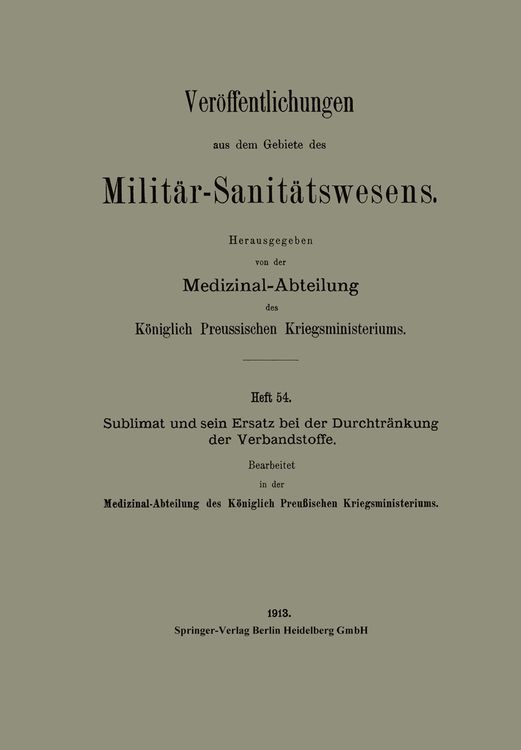 Produktbild: Sublimat und sein Ersatz bei der Durchtr&auml;nkung der Verbandstoffe