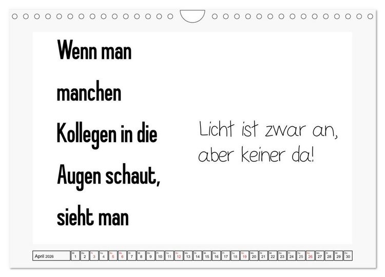 Produktbild: Typo-Kalender f&uuml;r das B&uuml;ro. Sarkasmus und fiese Spr&uuml;che (Wandkalender 2026 DIN A4 quer), CALVENDO Monatskalender