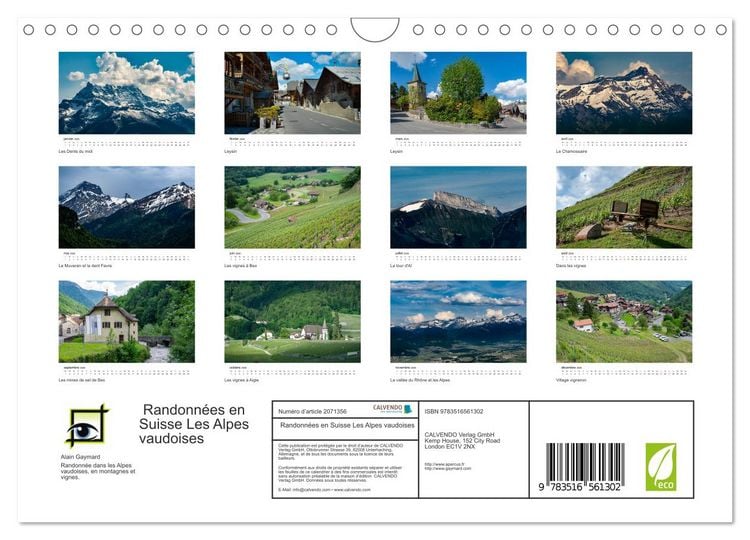 Produktbild: Randonn&eacute;es en Suisse Les Alpes vaudoises (Calendrier mural 2026 DIN A4 vertical), CALVENDO calendrier mensuel