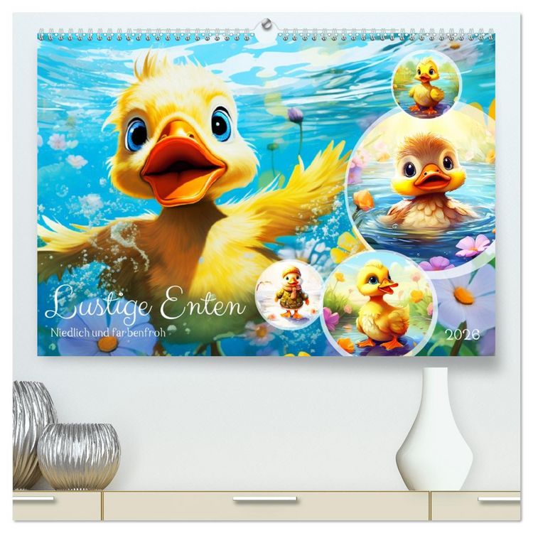 Produktbild: Lustige Enten. Niedlich und farbenfroh (hochwertiger Premium Wandkalender 2026 DIN A2 quer), Kunstdruck in Hochglanz
