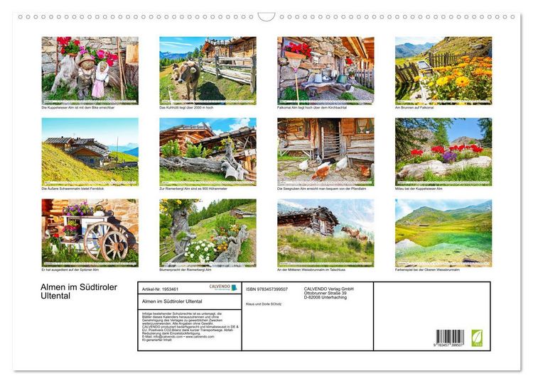 Produktbild: Almen im S&uuml;dtiroler Ultental (Wandkalender 2026 DIN A2 quer), CALVENDO Monatskalender