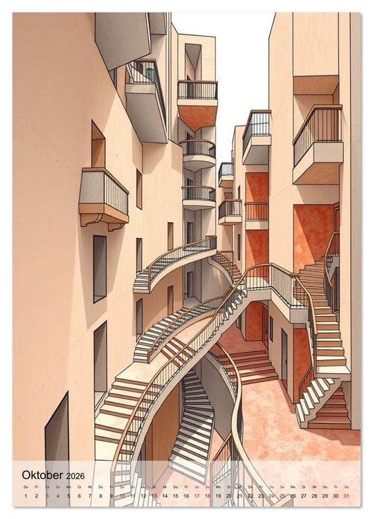 Produktbild: Architekturen des Unm&ouml;glichen - Zwischen Realit&auml;t und Illusion (Tischkalender 2026 DIN A5 hoch), CALVENDO Monatskalender