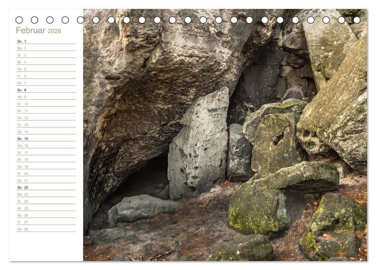 Produktbild: H&ouml;hlen, Grotten, Boofen - Elbsandstein (Tischkalender 2026 DIN A5 quer), CALVENDO Monatskalender
