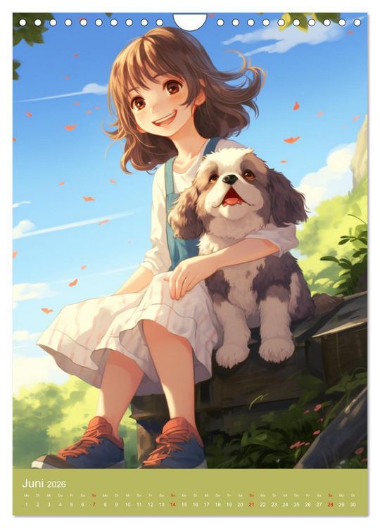 Produktbild: Ein Jahr voller Liebe. Manga-M&auml;dchen und ihre treuen Gef&auml;hrten (Wandkalender 2026 DIN A4 hoch), CALVENDO Monatskalender